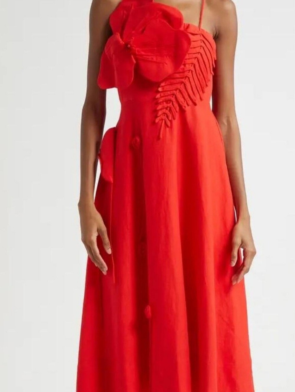 Farm Rio Floral-Accent Dress, Sz M
